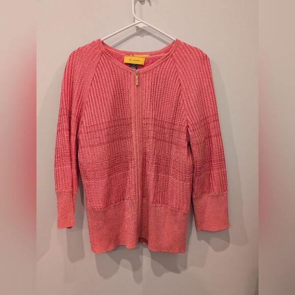 St. John Knits Medium Coral Twin Set Cardigan & Shell Top Luxury Designer Knit - Picture 2 of 7